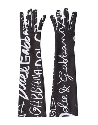 Dolce & Gabbana DG Logo Elbow-Length Gloves - Black