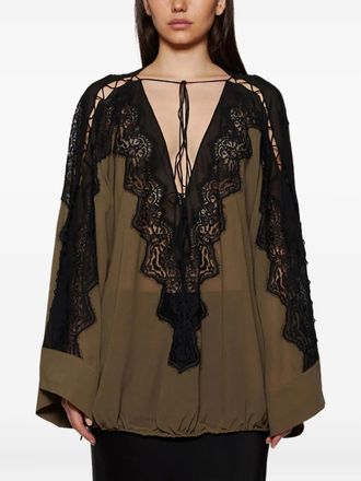 CHRISTOPHER ESBER lace-paneled tunic - Brown