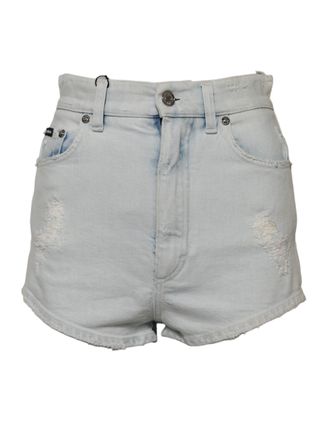 Dolce & Gabbana Light Blue Washed Denim Cotton Hot Pants Womens Shorts