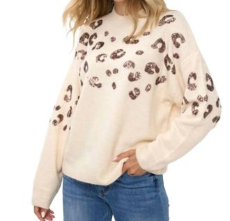 Esqualo Animal Sequins Sweater In Beige