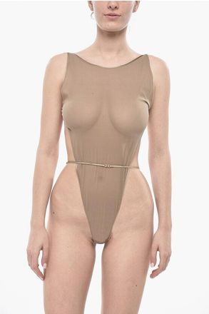 Saint Laurent Sheer Silk Bodysuit With Open Back size M