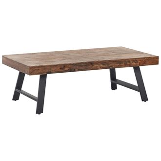 Beliani Mesa De Centro De Madera De Pino Mdf Patas De Metal Negro 130 X 70 Cm Estilo Industrial Madera Oscura Warton
