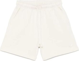 New Balance logo-embroidered track shorts - women - Cotton - M - Neutrals