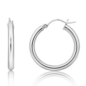 MAX + STONE Solid 10k or 14k Gold 2mm Thick Tube Hoop Earrings 12MM to 50MM
