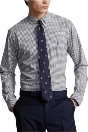 Polo Ralph Lauren Overhemden, Heren, Grijs, L, Katoen, Vichy Check Stretch Poplin Shirt