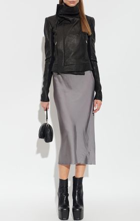 Rick Owens Leather Jacket With Stand-up Collar, Womens, Black