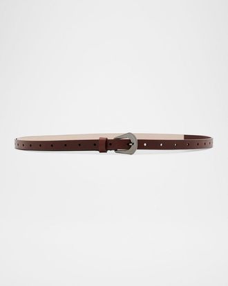 Brunello Cucinelli Glossed Skinny Leather Belt