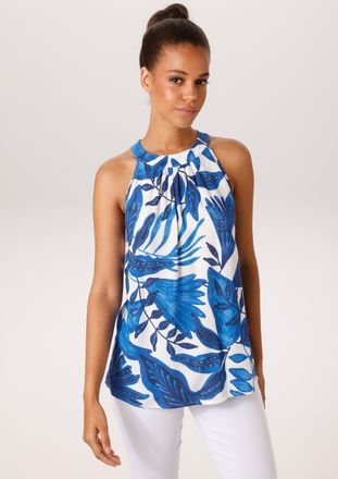 Aniston Blusentop ANISTON CASUAL, Damen, Gr. 36, wollwei&szlig;, nachtblau, blau, t&uuml;rkis, hellblau, Web, Obermaterial: 100% Viskose, bedruckt, figurumspielend h&uuml;ftl