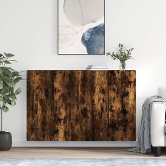 vidaXL Vidaxl - Armadietti a Parete 2 pz Rovere Fumo in Legno Multistrato