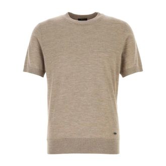 Brioni Cashmere Knitwear, male, Beige, Size: XL T-Shirt Cashmere Silk 18Gg