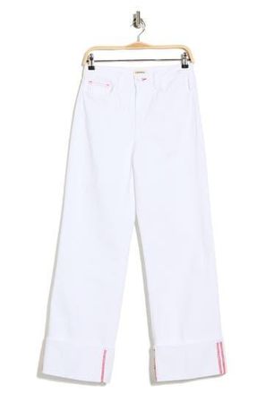 L'agence Miley High Waist Cuffed Wide Leg Jeans in Blanc/Scarlet Red Cont at Nordstrom Rack, Size 29