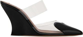 Alaia Black Leather Wedges