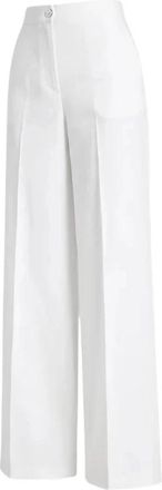 Pinko Jacopone Pantalone - Dames - Wijde Broeken - Wit - 2XS - Linnen - Broeken