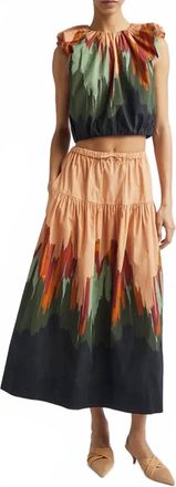 Ulla Johnson Theodora Cotton Midi Skirt In Agate