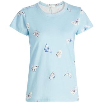 Rag & Bone Womens All Over Tammy Butterfly Tee, Light Blue Multi