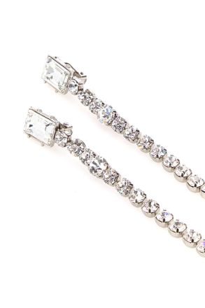 Alessandra Rich Womens Embellished Metal Earrings Crysilver Brass Glass
