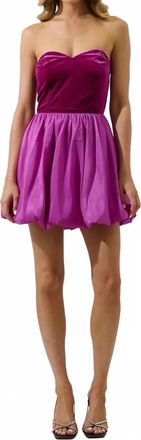 Sugarlips Jasey Mix Media Bubble Mini Dress In Magenta