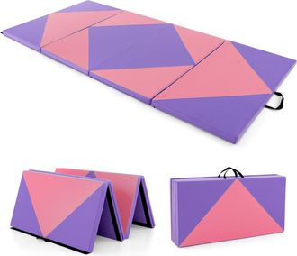 Costway Costway Colchoneta De Gimnasia Plegable 240 X 117 X 5 Cm Rosa Y P&uacute;rpura