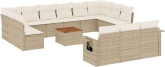 vidaXL Set Sof&aacute;s De Jard&iacute;n 14 Pzas Con Cojines Rat&aacute;n Sint&eacute;tico Beige Vidaxl