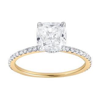 LuvMyJewelry Adeline 14K Gold 2.90 Ct Cushion Lab Grown Diamond Engagement Ring in 14K Yellow Gold at Nordstrom, Size 7