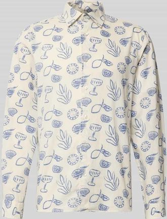 Mc Neal Regular Fit Freizeithemd im Allover-Look mit Kentkragen in Ecru, Gr&ouml;&szlig;e XXXL