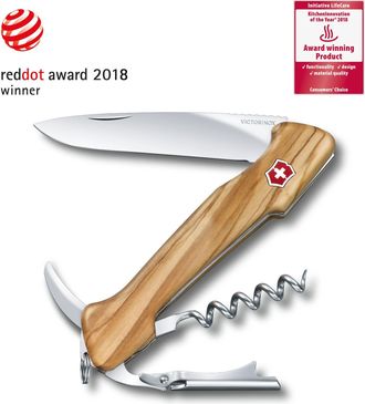 Victorinox by Swiss Army Navaja Suiza Victorinox Wine Master, 6 Funciones, Con Palanca Para Descorchar Y Estuche De Cuero, Para El Conocedor Del Vino, Madera De Olivo