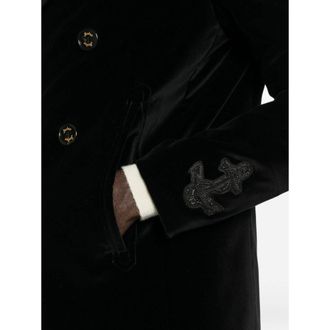 Sealup Double-Breasted Velvet Blazer - Black