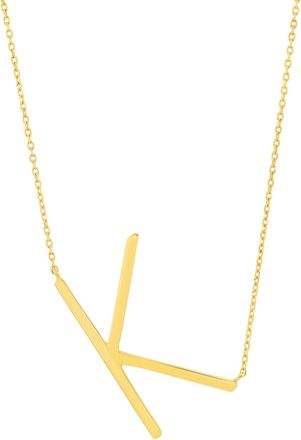 MAX + STONE Solid 10K Yellow or White Gold Initial Pendant Necklace 16-18 inch Cable Chain