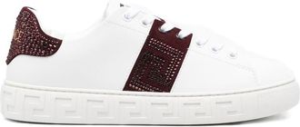 Versace Silk And Nylon Sneakers With Textured Burgundy Panels