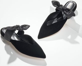 Talbots Portia Bow Velvet Mules - Black - 10 1/2 M Talbots