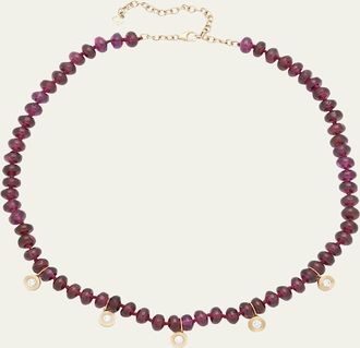 Sydney Evan 14K Yellow Gold Rhodolite Bezel Necklace with Diamonds