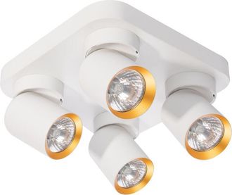OEM L&aacute;mpara De Techo Andy 4xgu10 Cuadrada Blanca + Dorada