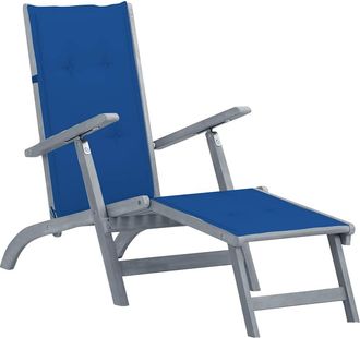 vidaXL Tumbona De Jard&iacute;n Con Reposapi&eacute;s Y Coj&iacute;n Madera Maciza Acacia Vidaxl