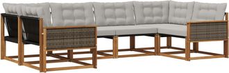 vidaXL Conjunto De Sof&aacute;s De Exterior 6 Uds. Natural Y Gris Claro Vidaxl