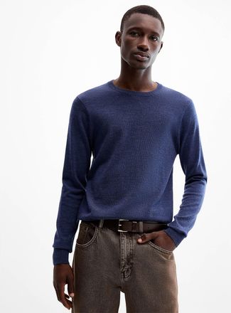 Le 31 Mens Responsible merino wool crew-neck sweater