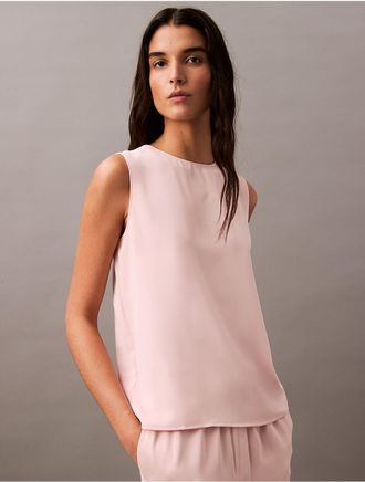 Calvin Klein Womens Solid Crewneck Shell Tank - Orange - XS