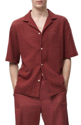 Mango Open Stitch Knit Shirt in Cherry at Nordstrom, Size Medium