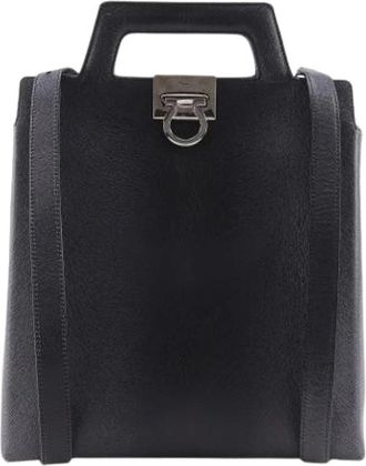 Ferragamo Pre-owned Backpack - Dames - Vintage Rugzakken - Grijs - ONE Size - Leer - Vintage