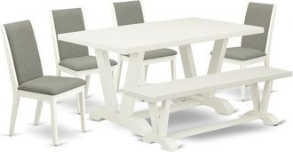 East West Furniture 6-Piece Stylish Modern Dining Table Set an Outstanding Linen White Dining Room Table Top