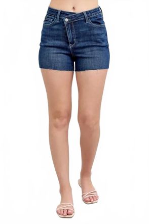 Judy Blue Criss-Cross Crush Shorts In Dark Denim