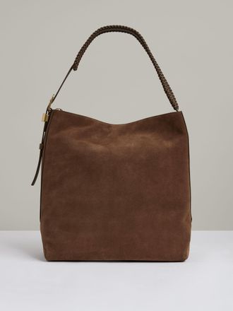 Reiss Shiba Tote Bag Suede Plain, Brown Size: 36x32x16cm