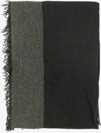 Faliero Sarti Grijs en Zwart Wollen Sjaal - Dames - Wintersjaals - Zwart - ONE Size - Wol - Accessoires
