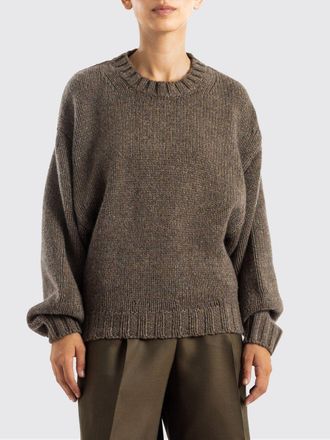 Khaite Maglia girocollo in puro cashmere con spalle scese e bordi a costine