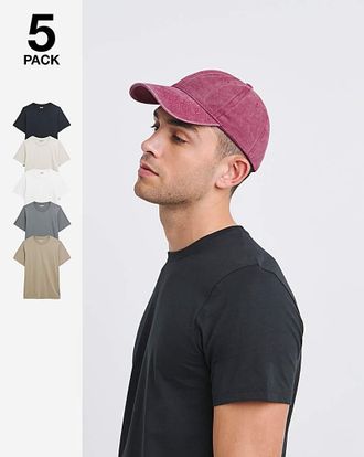 Jacamo 5 Pack Multi Crew T-Shirts Long