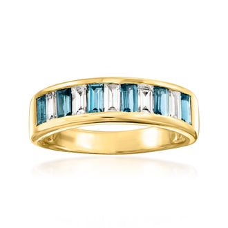 Ross-Simons London Blue Topaz and. Lab-Grown Diamond Ring in 18kt Gold Over Sterling