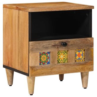 vidaXL Armario De Noche Natural 40 X 33 X 46 Cm Madera De Mango Maciza Vidaxl