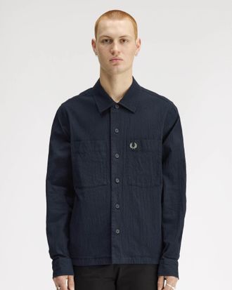 Fred Perry Mens Overshirt in Dark Blue Cotton - Size X-Large
