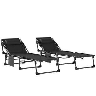OUTSUNNY Tumbonas plegables 200x57x38 cm negro