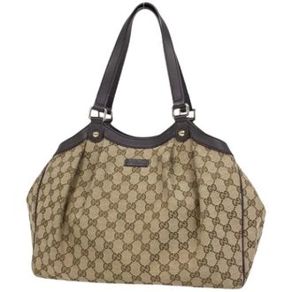 Gucci Pre-owned Shoulder Bags, female, Beige, Size: ONE SIZE Pre-owned GG Canvas Tote Bag