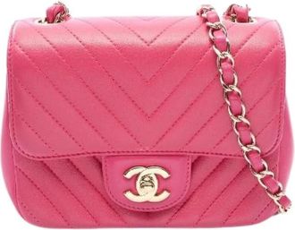 Chanel Pre-owned Mini Matelasse Lambskin Shoulder Bag - Dames - Vintage Schoudertas - Roze - ONE Size - Leer - Vintage